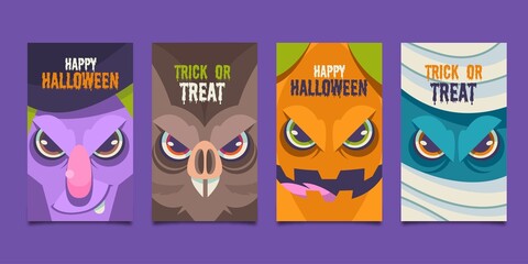 halloween card collection template design vector illustration