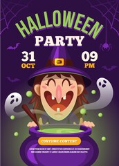 happy halloween poster party template theme design vector illustration