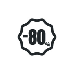 80 Percent Off, Discount Sign Banner or Poster. Special offer price signs