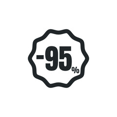 95 Percent Off, Discount Sign Banner or Poster. Special offer price signs