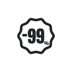 99 Percent Off, Discount Sign Banner or Poster. Special offer price signs
