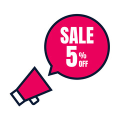 5 Percent Off, Discount Sign Banner or Poster. Special offer price signs