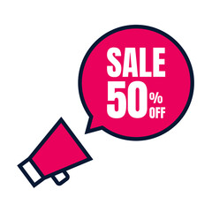 50 Percent Off, Discount Sign Banner or Poster. Special offer price signs
