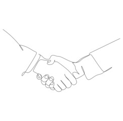 Continuous single line drawing of businessmen handshake to make a deal.