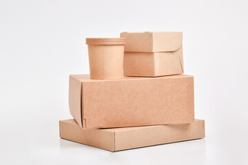 Paper packaging. Cardboard boxes. Delivery. Eco-products. Various paper packaging.