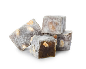 Heap of Turkish delight on white background