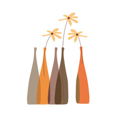 Isolated element orange bottles with flowers vector