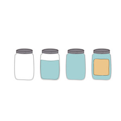 Set hand drawn mason jars. vector illustration.