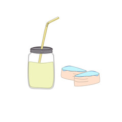 Set hand drawn mason jars. vector illustration