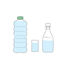 set of doodle hand drawn. water drinking. vector illustrator. 