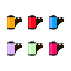 set hand drawn doodle. vector illustrations. set of film 135