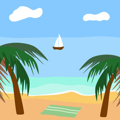 tropical beach summer vacation. vector illustration