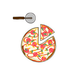 set of doodle hand drawn pizza. vector illustration.