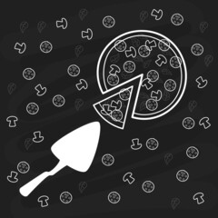 set of doodle hand drawn pizza. vector illustration