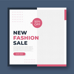 fashion sale square banner social media post template