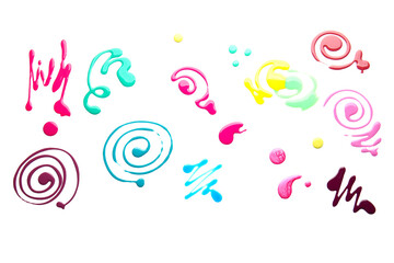 Nail polishes blots on white background