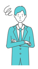 困っている　スーツを着た男性