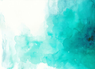 森や水の中をイメージした緑の水彩イラスト