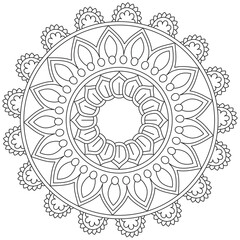 Leaf Flower Petal Coloring Mandala Art Simple Graphic Shape Vector Floral Oriental Outline Vintage Decorative Elements Pattern Illustration Islam Arabic Indian Turkish Mystic Religion Morals Lotus