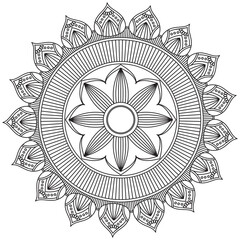 Leaf Flower Petal Coloring Mandala Art Simple Graphic Shape Vector Floral Oriental Outline Vintage Decorative Elements Pattern Illustration Islam Arabic Indian Turkish Mystic Religion Morals Lotus
