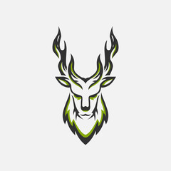 Monster deer illustration in two color