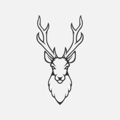 Fototapeta na wymiar Deer head logo with outline style