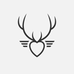 Antler and heart symbol in abstract style