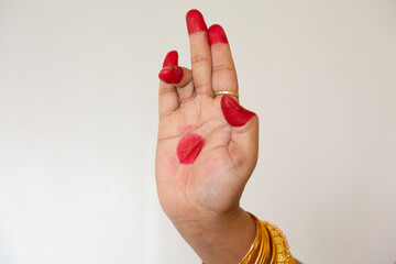 Female hand demonstrating 
