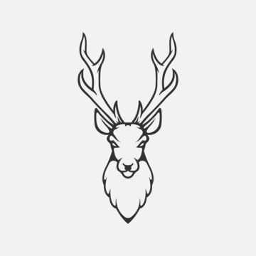 Deer head logo with outline style