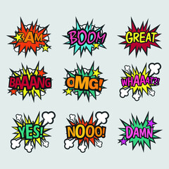 Phrases in speech bubble Comic Book Set