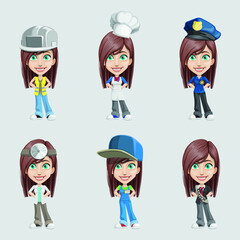 Proffessions Girl Illustration Vector