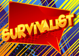 Survivalist. Comic book style text, retro comics typography, pop art vector illustration.