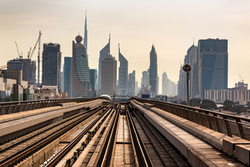 Fototapeta na wymiar Metro railway in Dubai