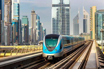 Naklejka na ściany i meble Metro railway in Dubai