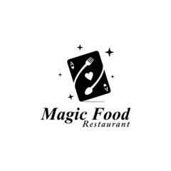 design logo restaurant white spoon and magic card suitable for restaurant
