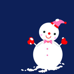cute  snowman on the snow with blue background  cartoon vector eps.10