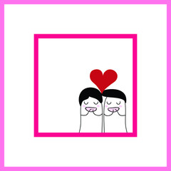 doodle couple  on  white frame ,abstarct  Valentine ,Wedding  concept design background vector eps.10