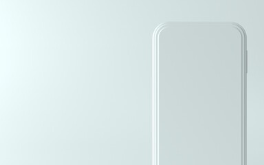 3D white phone illustration with blank screen