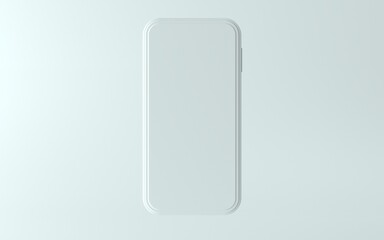 3D white phone illustration with blank screen