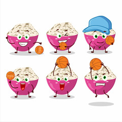 Talented basmati rice cartoon character as a basketball athlete