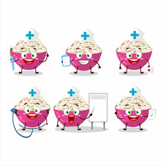 Doctor profession emoticon with basmati rice cartoon character