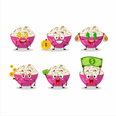 Basmati rice cartoon character with cute emoticon bring money