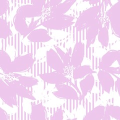 Floral Seamless Pattern with striped textures