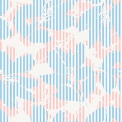 Floral Seamless Pattern with striped textures