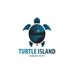 Obraz premium Turtle Island Logo, Turtle Island Vector Design, vector illustration