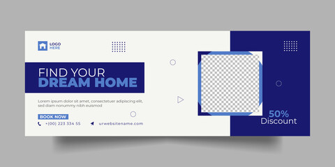 Real estate facebook cover social media post and web banner template
