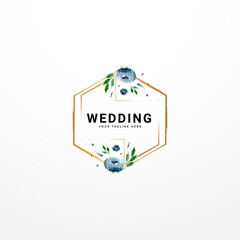 Simple Wedding Elegant Water Color Logo Flower