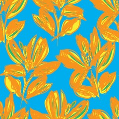 Floral Brush strokes Seamless Pattern Background