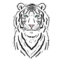 White Tiger art portrait for your design. Stylish poster. Symbol of year 2022