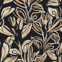 Floral Brush strokes Seamless Pattern Background